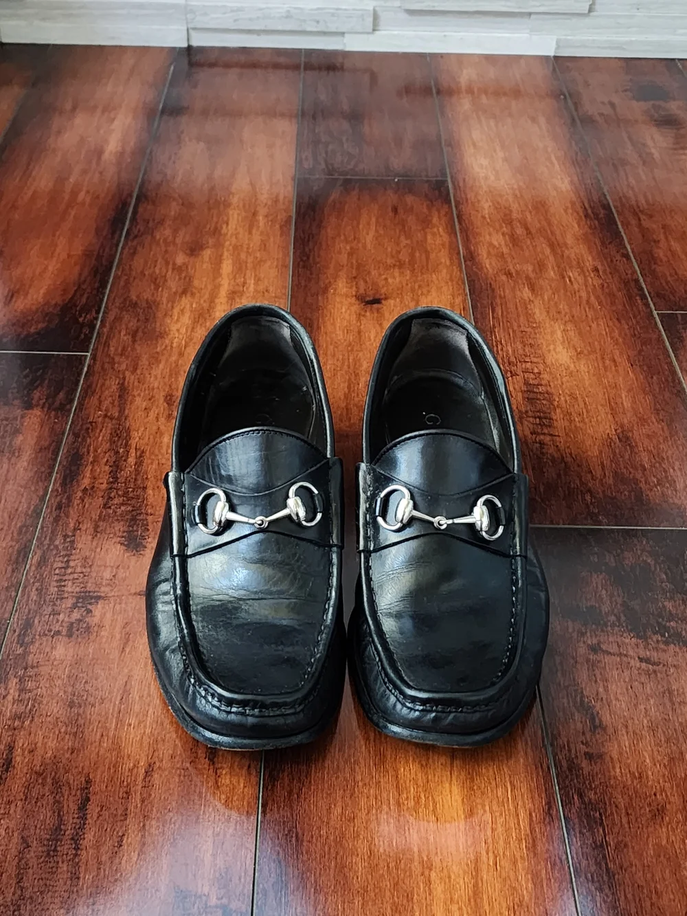 Gucci Vintage Men's Horsebit Loafers Black Leather Made in Italy US 9D
